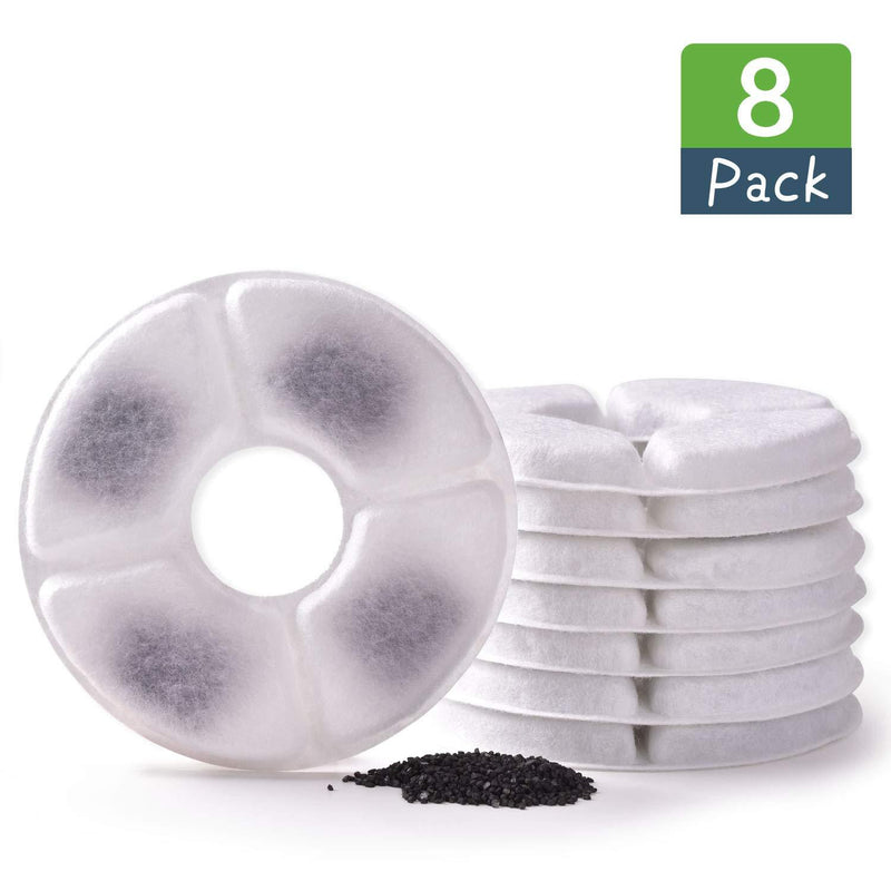 [Australia] - Rarloner Cat Fountain Filters,8 Pack Pet Fountain Filters for 1.6L Cat Water Fountain Filling with Activated Carbon,Pet Water Fountain Replacement Filters,Cat Water Fountain Filters 