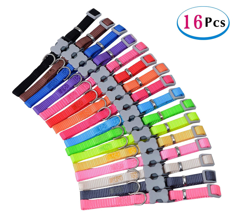 [Australia] - Partner Puppy ID Collars 16 pcs/Set Super Soft Nylon Puppy ID Collar Adjustable Breakaway Whelping Litter Collars 