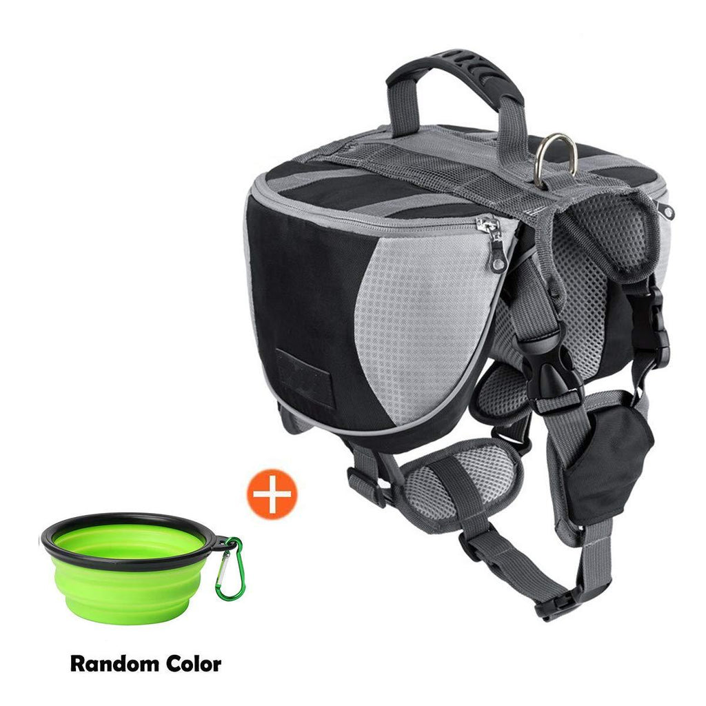[Australia] - schnappy Dog Pack Travel Camping Hiking Backpack Saddle Bag for Small & Medium & Large Dogs Black 
