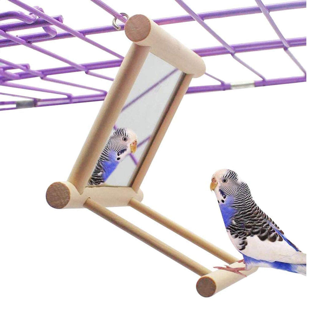 Bird Toy for Parrot Parakeets Conures Cockatiels Cage Swing Wooden Mirror Fun Play Toy for Birds - PawsPlanet Australia