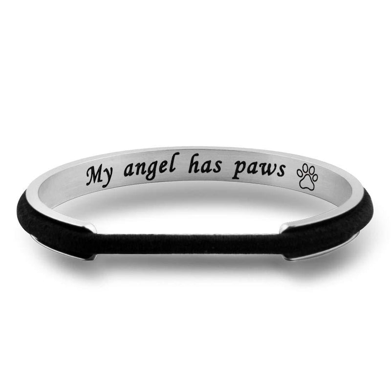 [Australia] - Zuo Bao Pet Memorial Jewelry Hair Tie Bracelet Dog Lover My Angel Has Paws Bracelet Paw Print Jewelry Loss Pet Bracelet Rememberance Gift Silver 