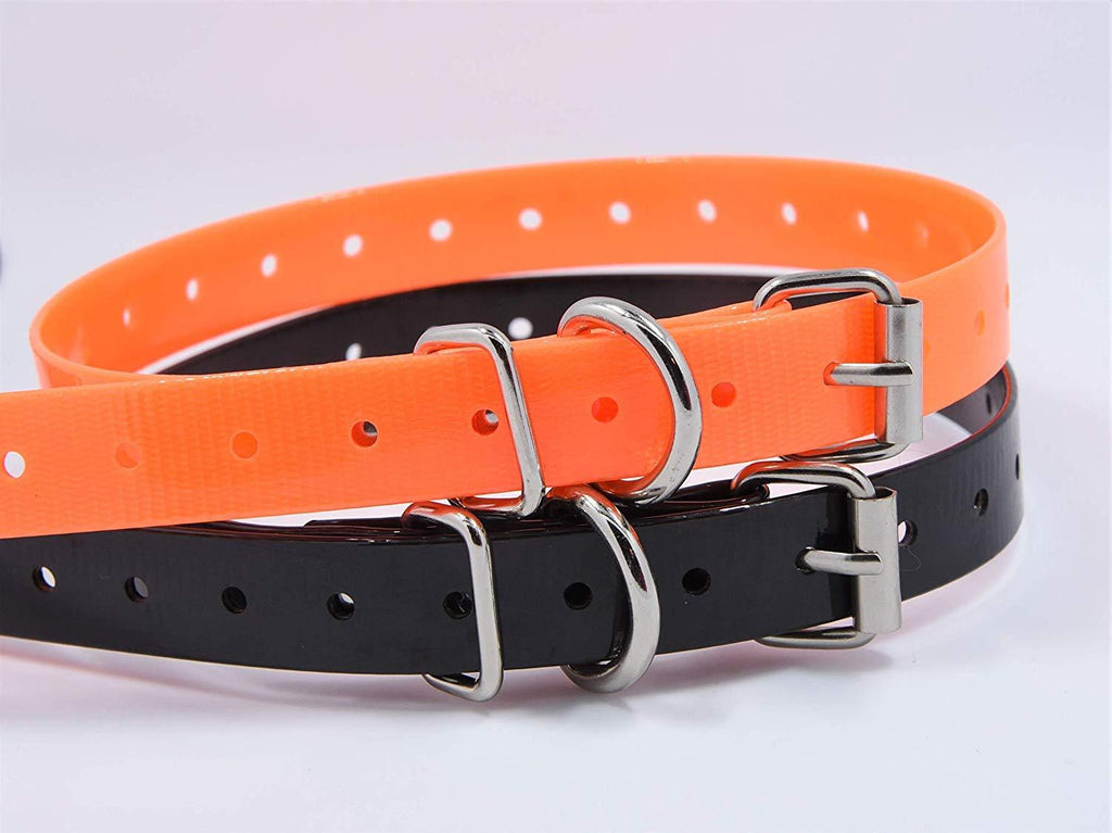 [Australia] - TrainPro 2-Pack Replacement Dog Training Shock Bark e Collar TPU Plastic Strap Band Buckle 3/4" Compatible with Garmin Dogtra SportDog Petsafe Petrainer PetTech and Most Training & Fence Systems. Black, Orange 