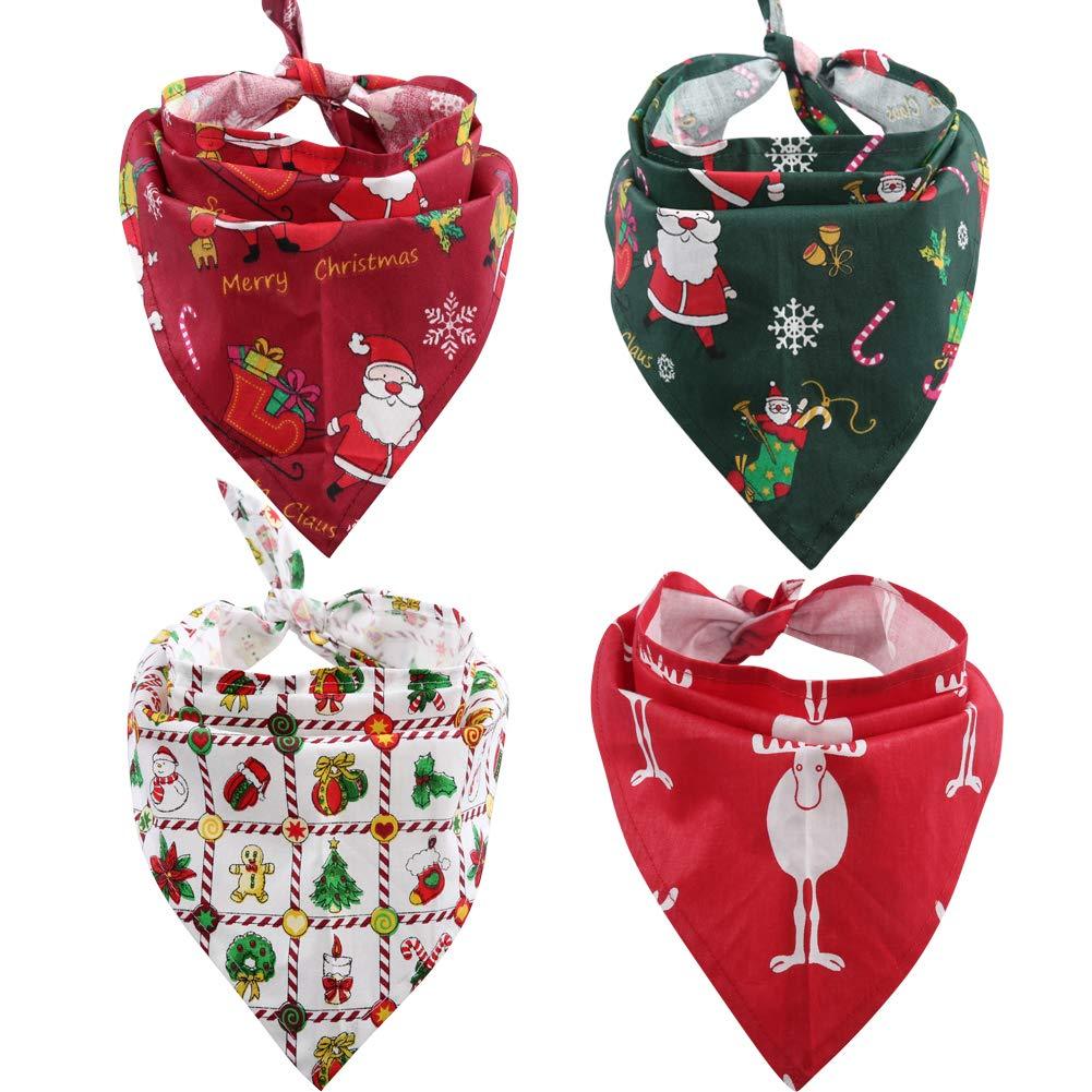 [Australia] - Lamphyface Dog Bandana Christmas Pet Triangle Head Scarf Accessories Bibs for Dog Cat 4 PCS 