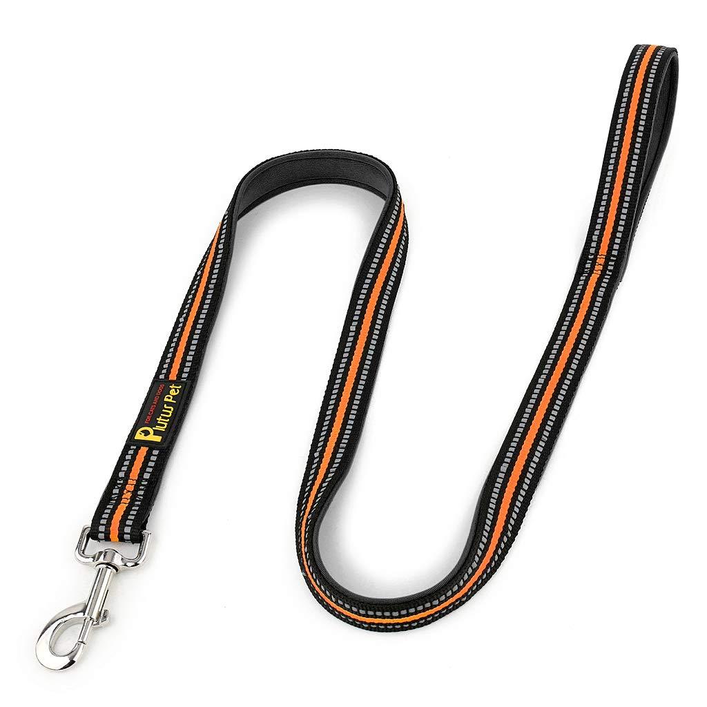[Australia] - PLUTUS PET 4 FT Strong Nylon Dog Leash with Comfortable Neoprene Padded Handle and Highly Reflective Threads 3/4" Wide Orange 