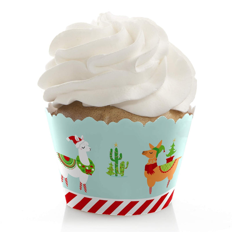 Big Dot of Happiness Fa La Llama - Christmas and Holiday Party Decorations - Party Cupcake Wrappers - Set of 12 - PawsPlanet Australia