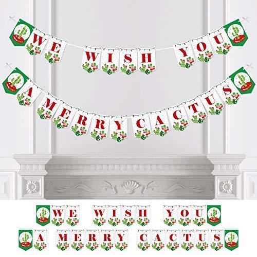 Big Dot of Happiness Merry Cactus - Christmas Cactus Party Bunting Banner - Party Decorations - We Wish You A Merry Cactus - PawsPlanet Australia