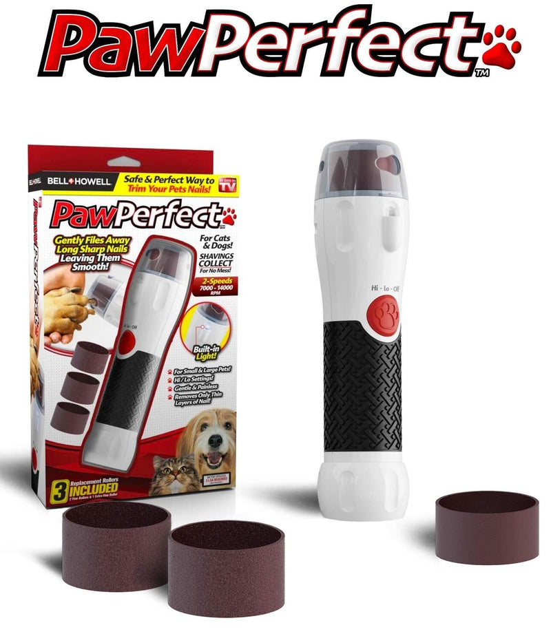 [Australia] - Bell + Howell PAWPERFECT Pet Nail Rotating File with 7000-14,000 RPM's for Dogs, Cats, and Other Small Animals As Seen On TV White 