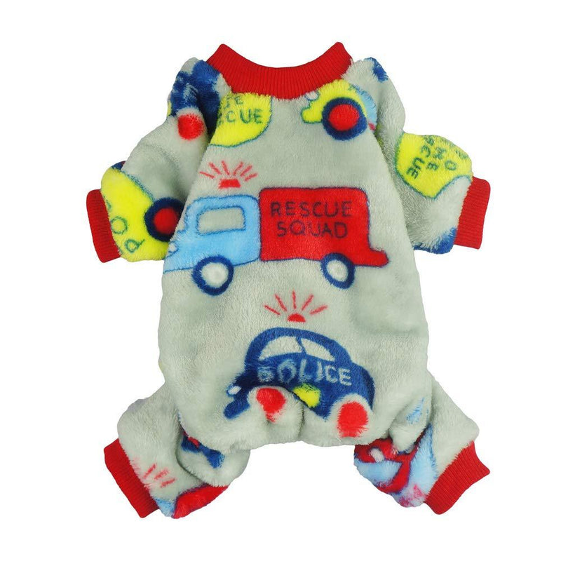 [Australia] - Fitwarm Cars Pet Clothes Dog Pajamas Coat Cat PJS Jumpsuit Soft Velvet S 