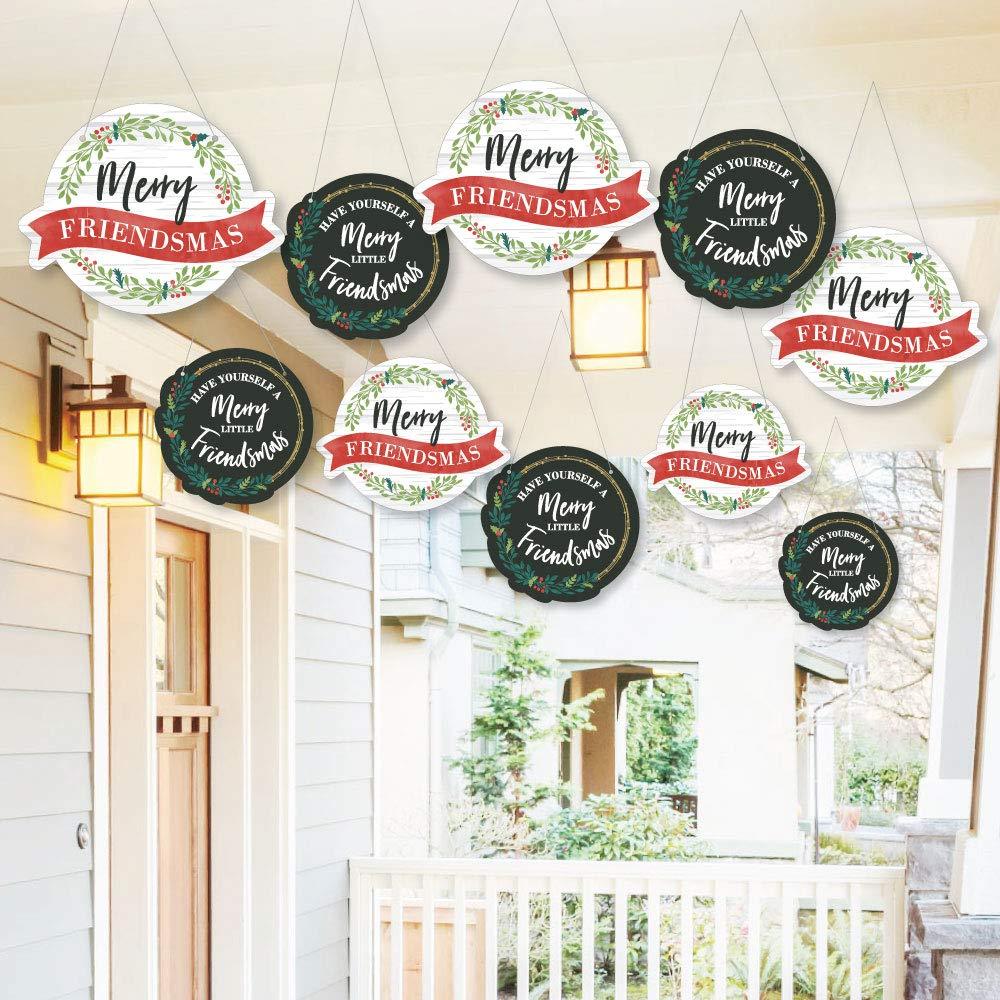 Big Dot of Happiness Hanging Rustic Merry Friendsmas - Outdoor Friends Christmas Party Hanging Porch and Tree Yard Decorations - 10 Pieces - PawsPlanet Australia
