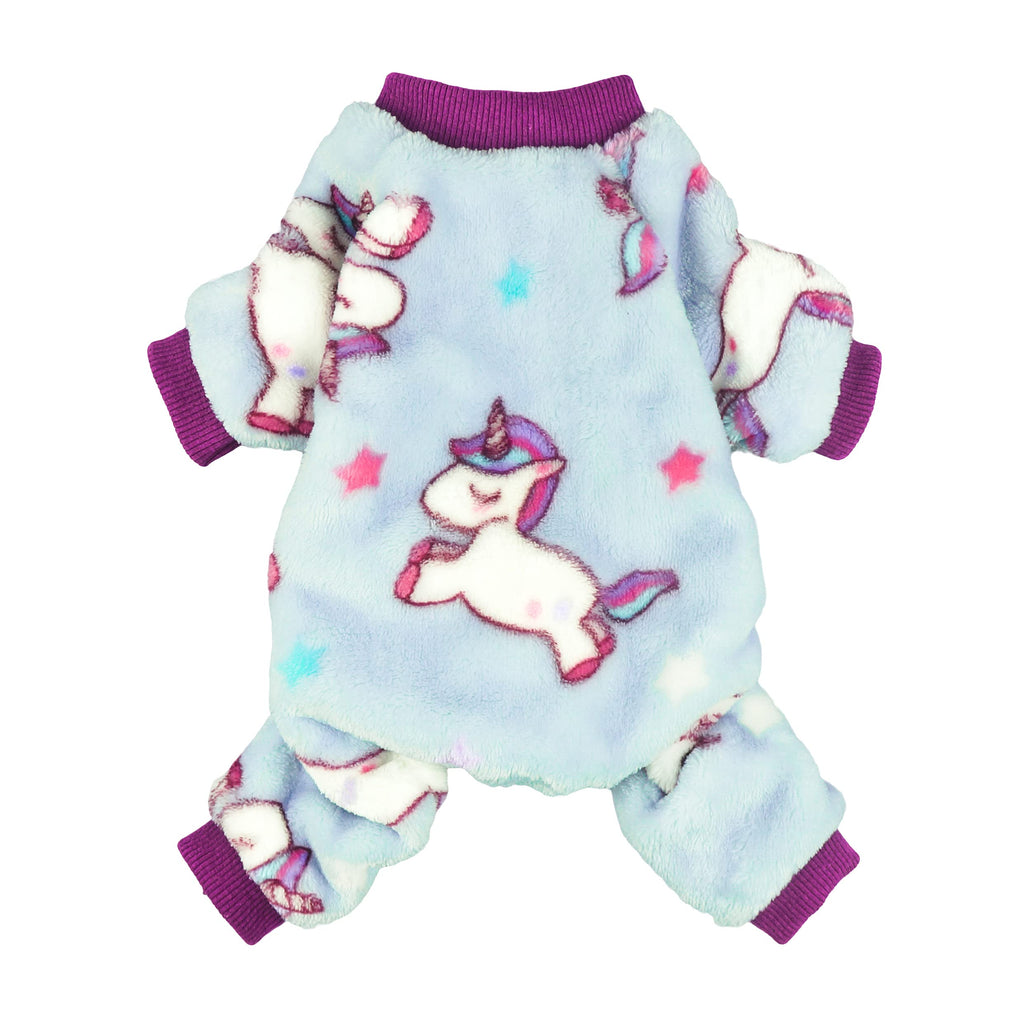 Fitwarm Unicorn Pet Clothes for Dog Pajamas Puppy Coat Cat Pet PJS Doggie Onesie Jumpsuit Soft Velvet Purple XS X-Small - PawsPlanet Australia