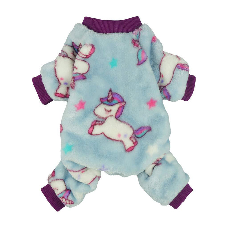 [Australia] - Fitwarm Unicorn Pet Clothes for Dog Pajamas Coat Cat PJS Jumpsuit Soft Velvet Purple S 