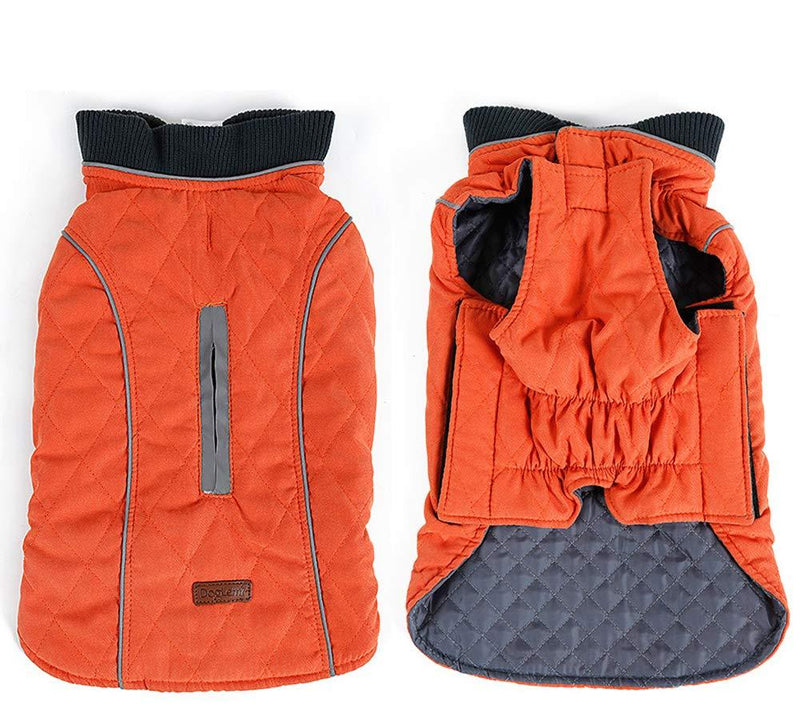 RC GearPro Retro Design Cozy Winter Dog Pet Jacket Vest Warm Pet Outfit Clothes 6colors with Harness Hole for Medium Large Small Dog (M, Orange) - PawsPlanet Australia