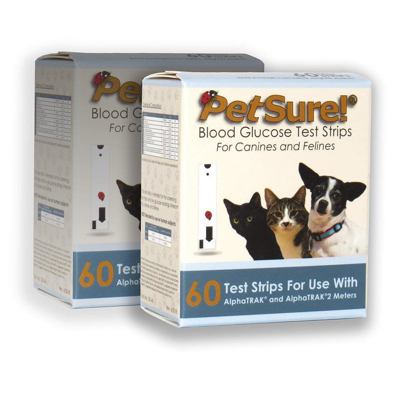 PetSure! Test Strips 60ct - Pack of 2 - Blood Glucose Testing for Cats and Dogs - Works with AlphaTrak and AlphaTrak2 Meters - PawsPlanet Australia