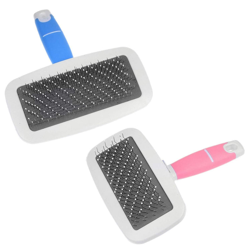 Pet Brush / Slicker Brush - Set of 2 - For Grooming Dogs, Cats and Other Pets - Remove Hair, Mats, Knots and Tangles - Reduce Shedding - Keep the Coat of your Pet Shiny and Clean - Comfortable Grip - PawsPlanet Australia