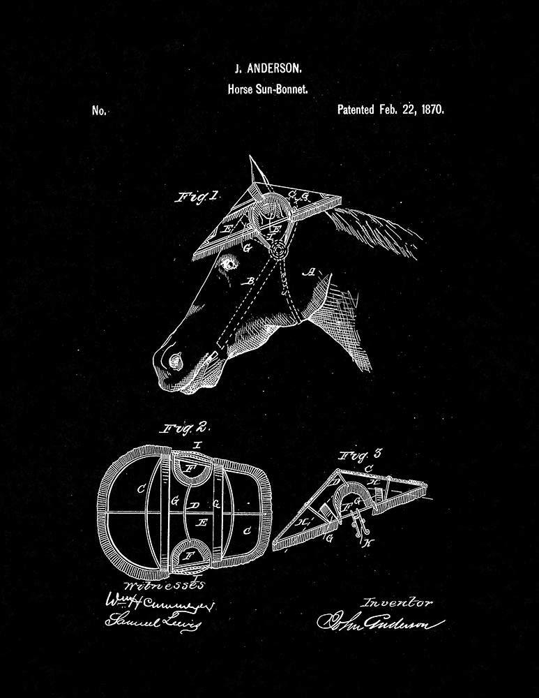 [Australia] - Sun Bonnet for Horses Patent Print Black Matte (8.5" x 11") M11526 8.5" x 11" 