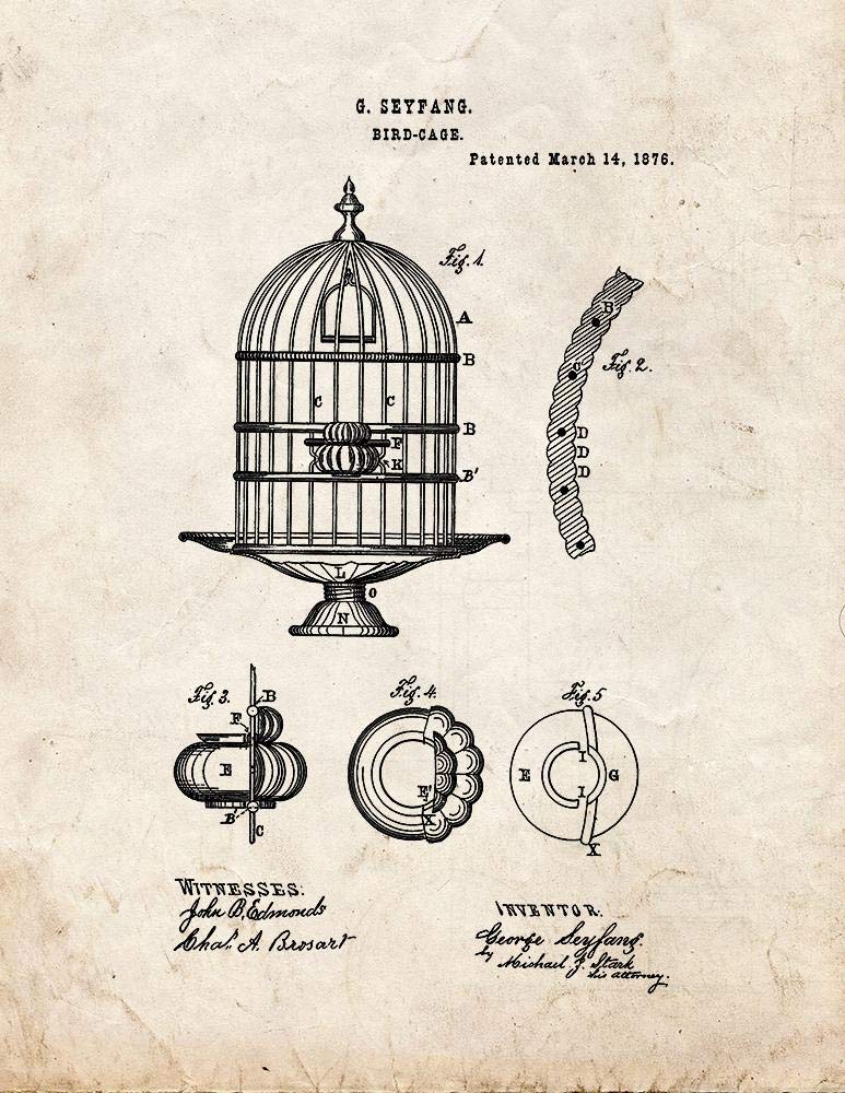 [Australia] - Bird Cage Patent Print Old Look (8.5" x 11") M11996 8.5" x 11" 