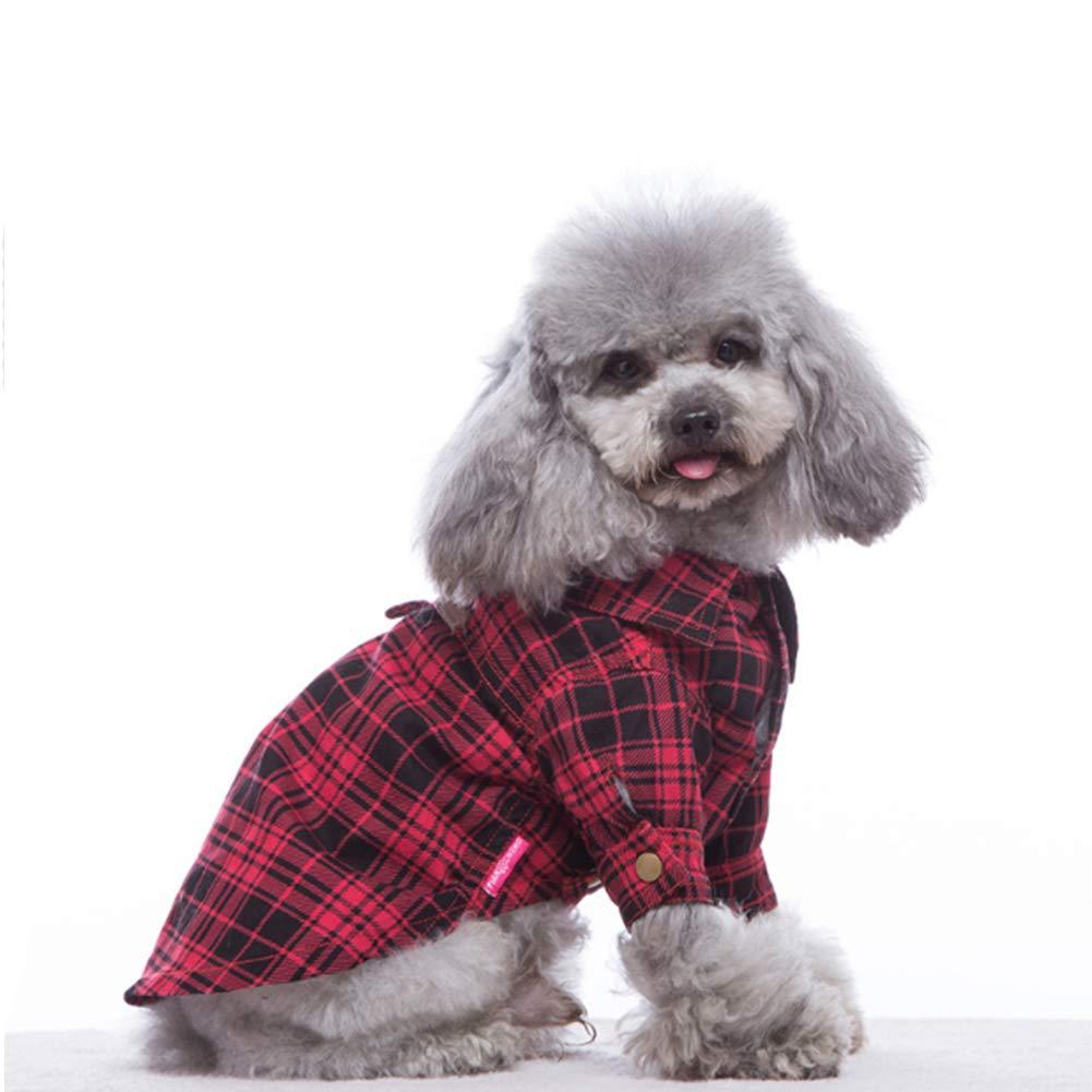 [Australia] - NACOCO Dog Polo Red Plaid Shirt Scottish Plaid Dog Clothes Plaid Dog Jacket Grid Dress for Cat Puppy #16 