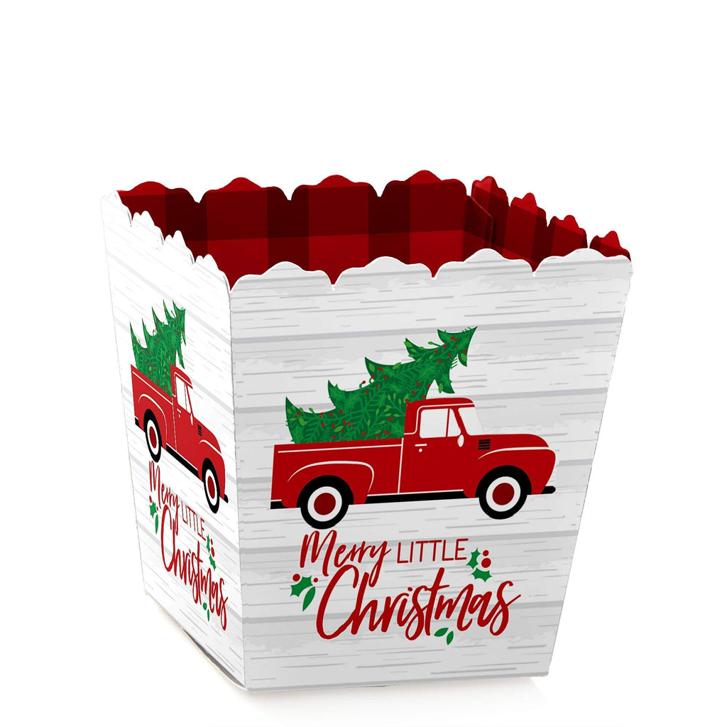 Big Dot of Happiness Merry Little Christmas Tree - Party Mini Favor Boxes - Red Truck Christmas Party Treat Candy Boxes - Set of 12 - PawsPlanet Australia