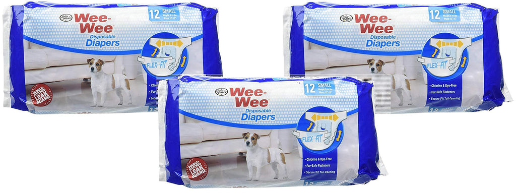 [Australia] - Four Paws (3 Pack) Wee-Wee Products Disposable Dog Diapers Small 