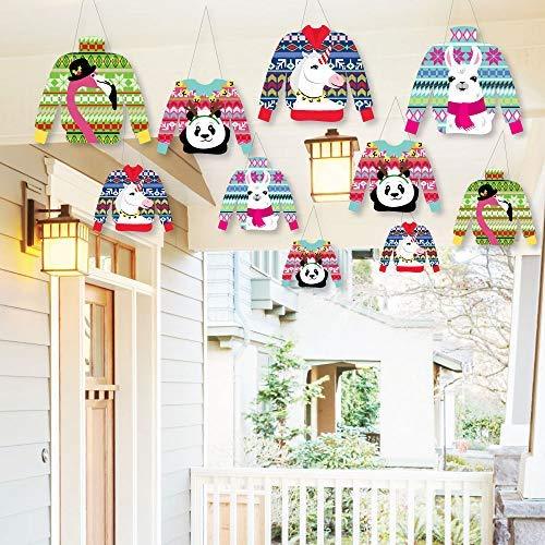 Big Dot of Happiness Hanging Wild and Ugly Sweater Party - Outdoor Holiday and Christmas Animals Party Hanging Porch and Tree Yard Decorations - 10 Pieces - PawsPlanet Australia