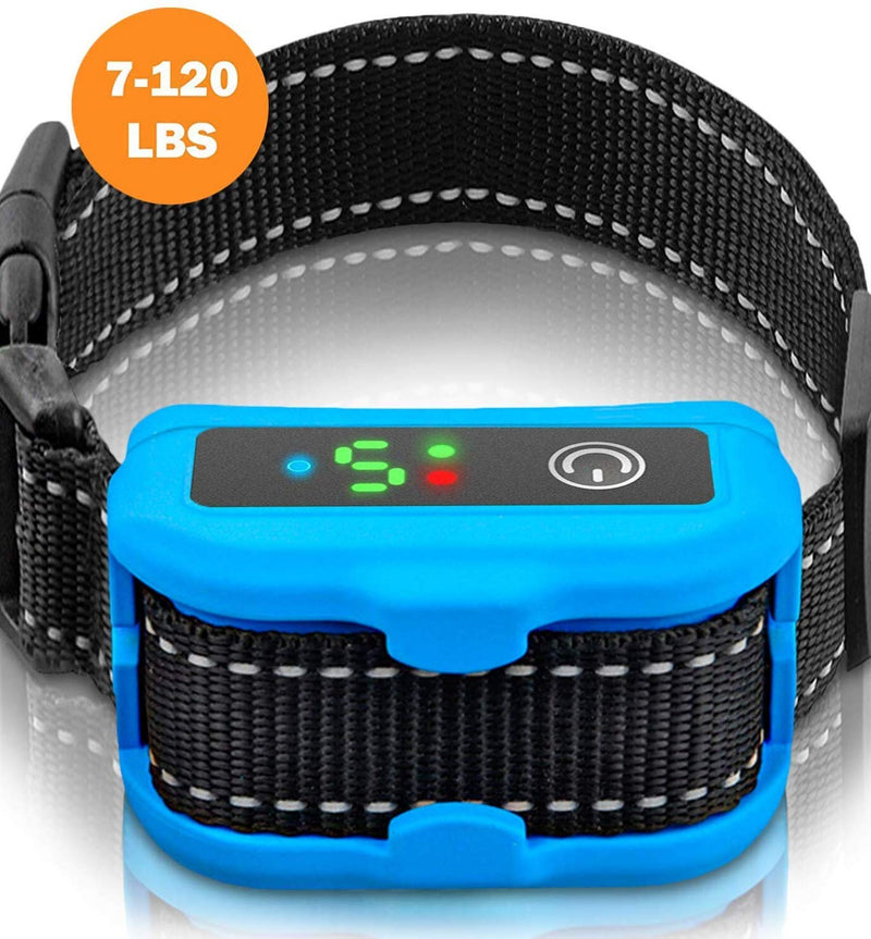 [Australia] - Smart Bark Collar for Dogs - 5 Adjustable Sensitivity Levels of Vibration and No Harm Shock - Upgraded with Detection Technology - Barking Dog Deterrent for Small, Large Dogs Blue 