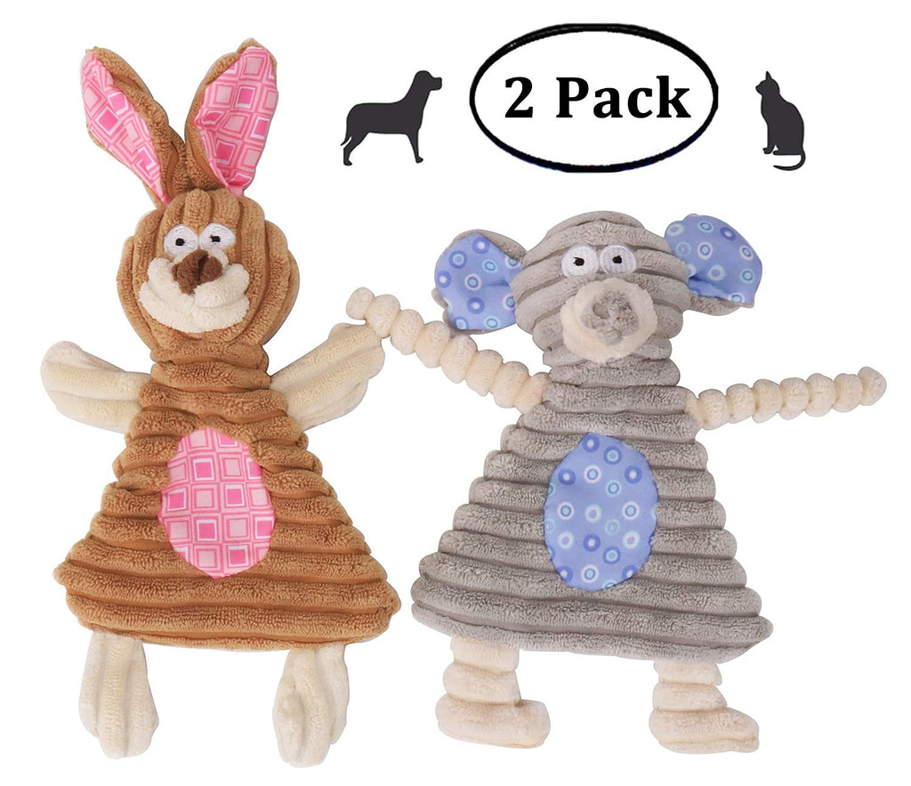 [Australia] - Comtim No Stuffing Dog Toys with Squeaker, Durable Dog chew Toys No Stuffing Squeaky Dog Toys for Small Dogs and Puppies Rabbit & Elephant 