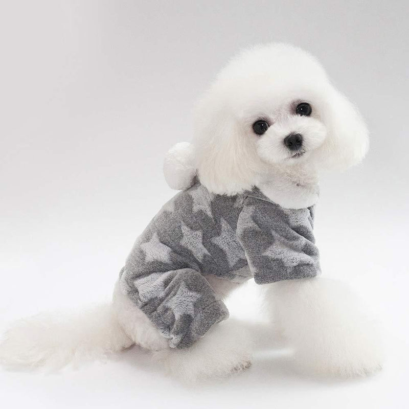 [Australia] - ZEEY Pet Velvet Clothes Pet Dog Warm Clothes Puppy Jumpsuit Hoodie Coat S Gray 