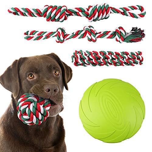 PrimePets 5 PCS Dog Toys, Dog Rope Toys and Flying Disc Set for Small & Medium Dogs, Tough Rope Chew Toys, Interactive Durable Puppy Dog Tug of War for Dog Teething Dental Cleaning - PawsPlanet Australia