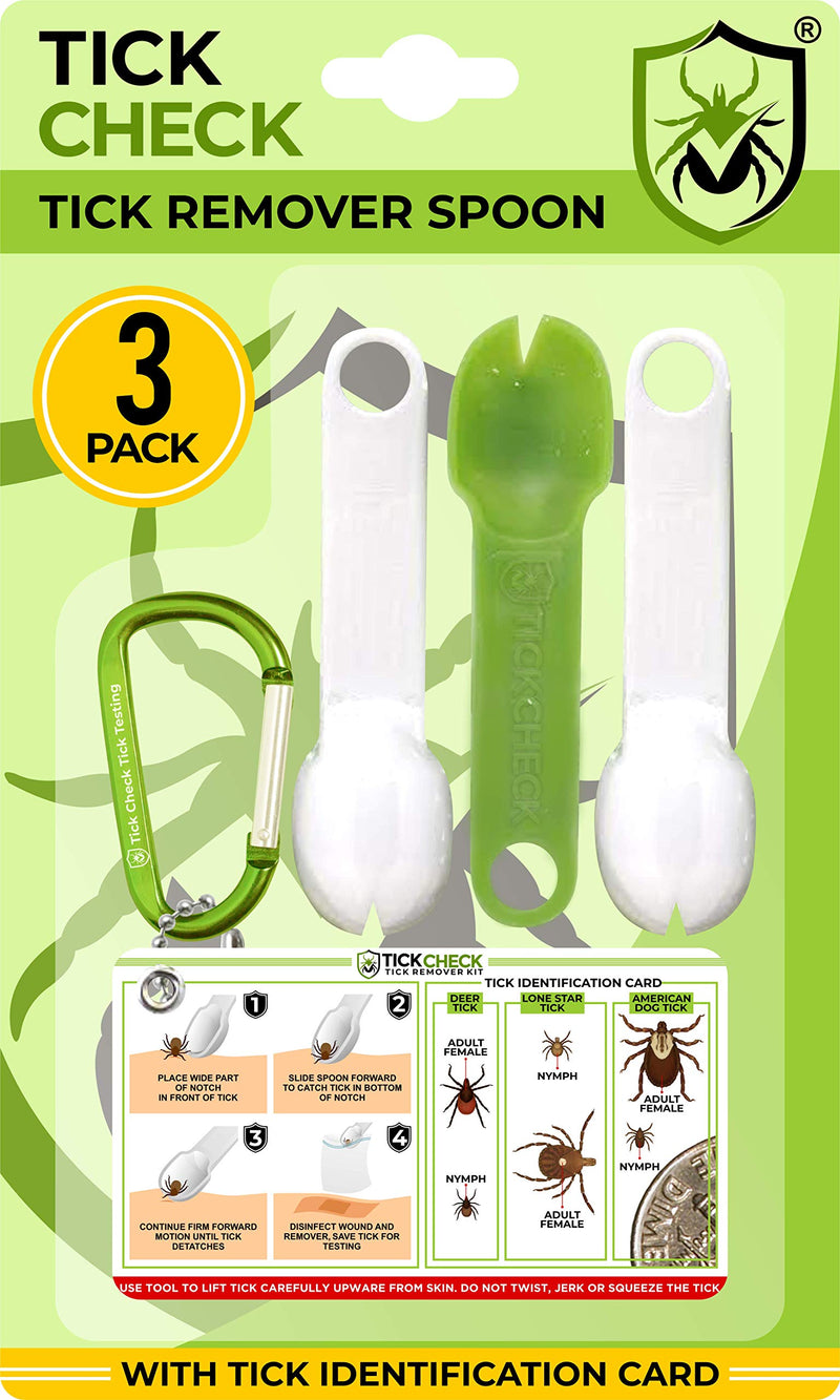 TickCheck Tick Remover Spoon - 3 Pack Tick Removers with Tick ID Card & Carabiner … 1 Set (3 Spoons) - PawsPlanet Australia