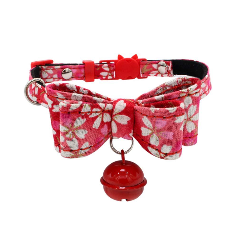 [Australia] - Newtensina Soft Cats Bells Collar Cute Puppy Bells Collar with Bow Ties for Small Cats Dogs Red 