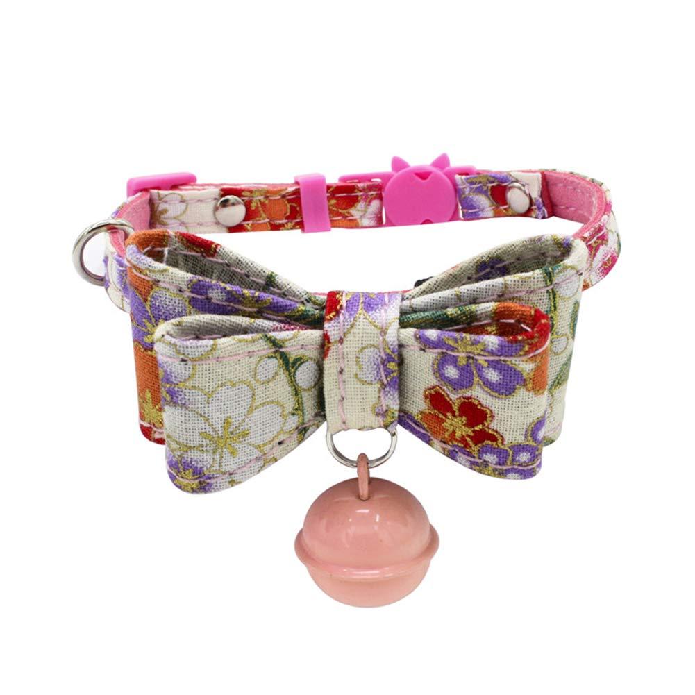 [Australia] - Newtensina Soft Cats Bells Collar Cute Puppy Bells Collar with Bow Ties for Small Cats Dogs Medium Pink 