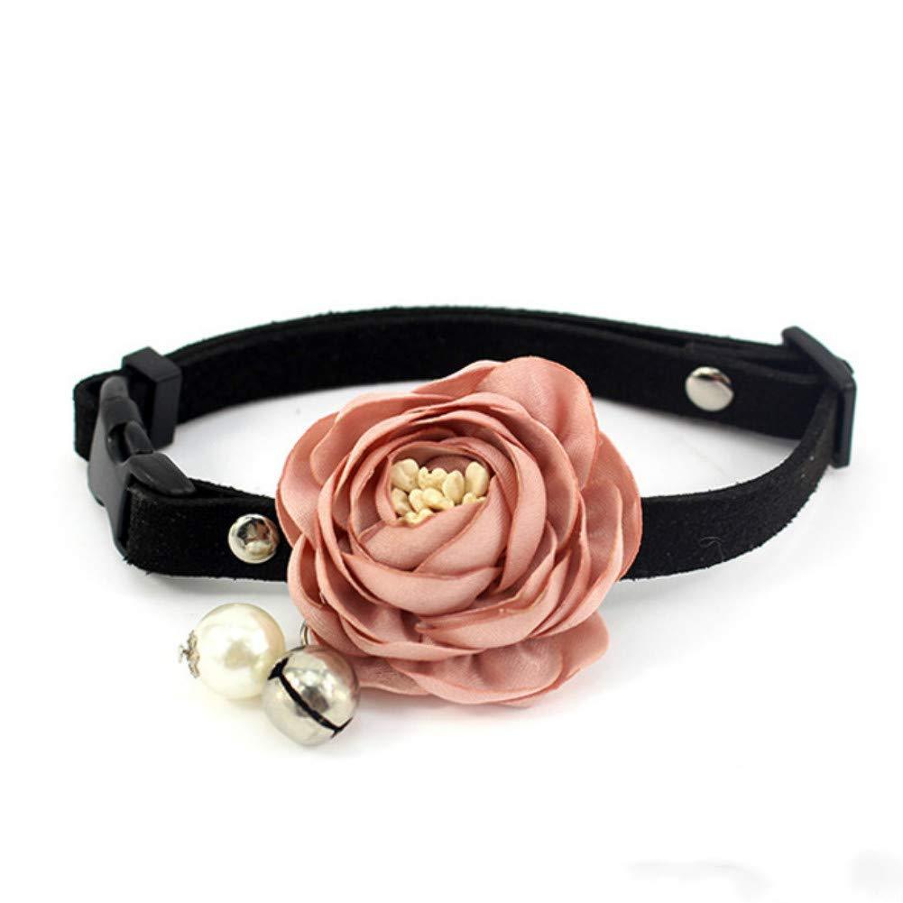 [Australia] - Exquisite Dog and Cat Collar, Soft and Comfortable Faux Leather, Pet Collar with Bell and Adjustable Bow for Party Holiday Decoration Beauty Accessories 7.9"-11.8" Neck Pack of 1 - Pink rose 