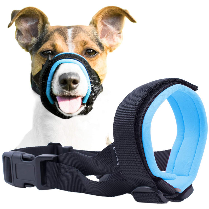 Gentle Muzzle Guard for Dogs - Prevents Biting Unwanted Chewing Safely Secure Comfort Fit - Soft Neoprene Padding – No More Chafing – Included Training Guide Helps Build Bonds Pet Small Blue - PawsPlanet Australia