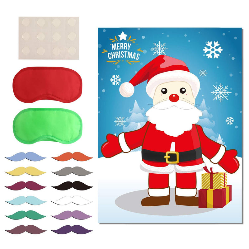 TUPARKA Pin The Beard on The Santa Claus Christmas Party Games with 24 Beard Stickers for Xmas Gifts, Christmas Indoor Decorations - PawsPlanet Australia
