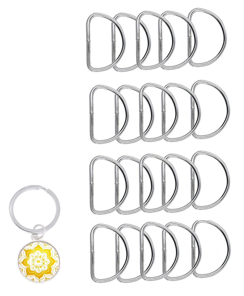 [Australia] - Mandala Crafts Heavy Duty Metal D Rings for Purse, Luggage, Backpack, Sewing, Keychain, Harness, Belt, Leash, Dog Collar, Hanging (4.5mm Thick 2 Inches Wide 20 PCs, Silver Tone) 4.5mm Thick 2 Inches Wide 20 PCs 