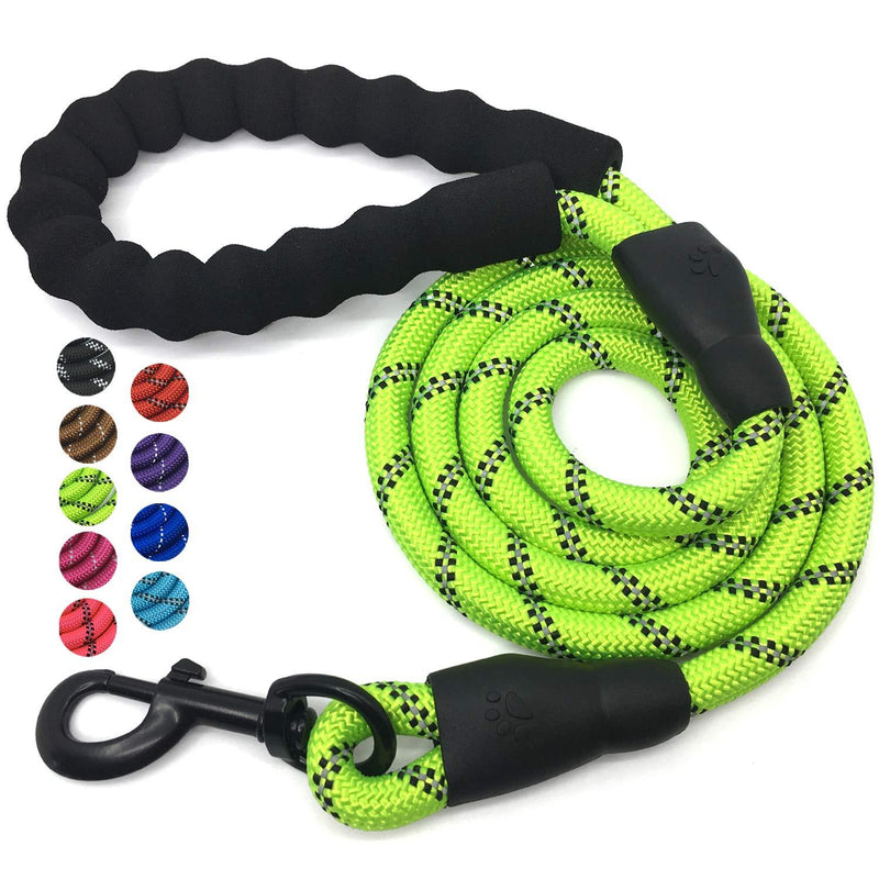 [Australia] - MHS Pet 5 FT Heavy Duty Dog Walking Leash with Comfortable Soft Padded Handle and Highly Reflective Threads for Medium and Large Dogs Green No Buffer 