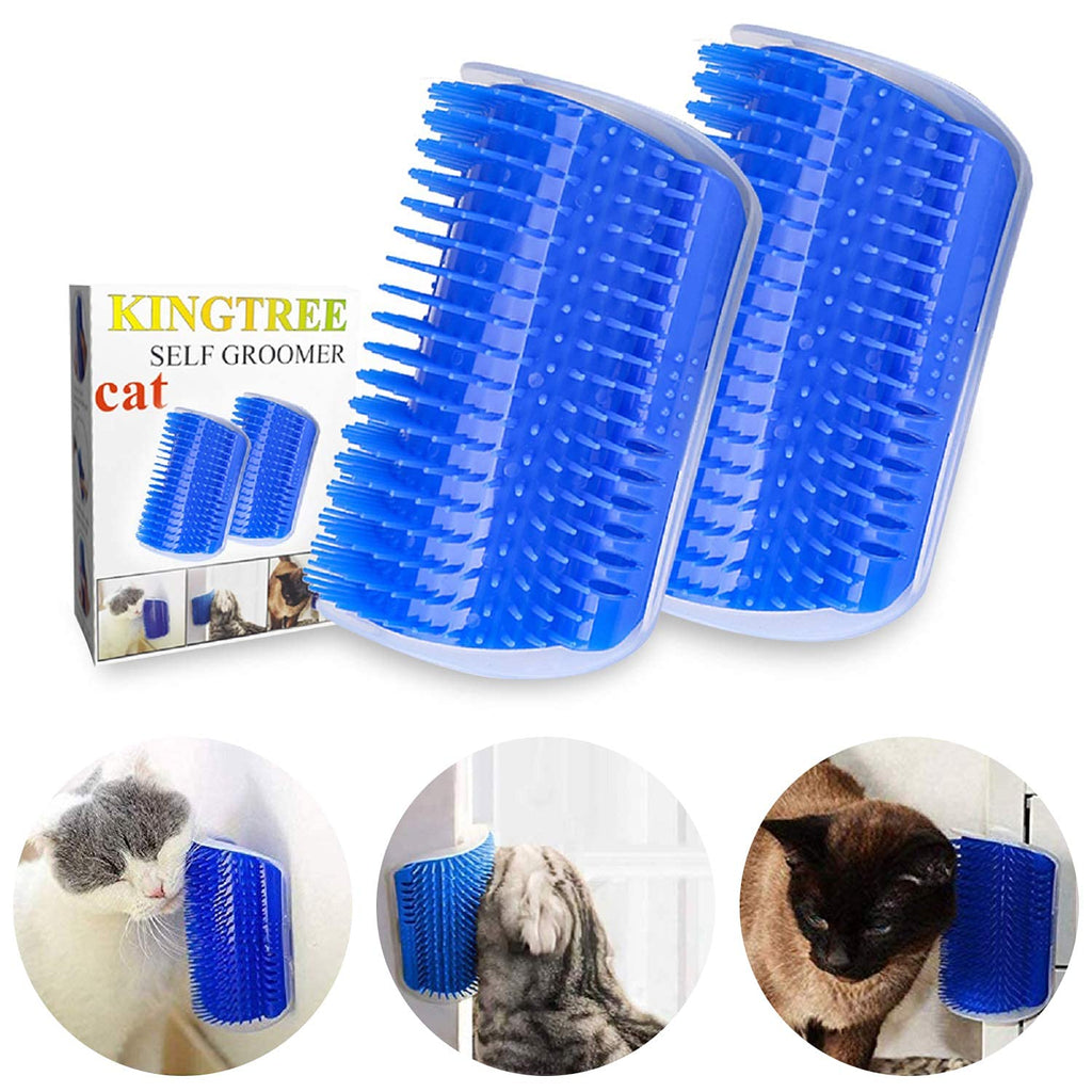 Kingtree Cat Self Groomer, 2 Pack Wall Corner Groomers Soft Grooming Brush Massage Combs for Short Long Fur Cats, Softer Massager Toy for Cat Puppy - Blue - PawsPlanet Australia