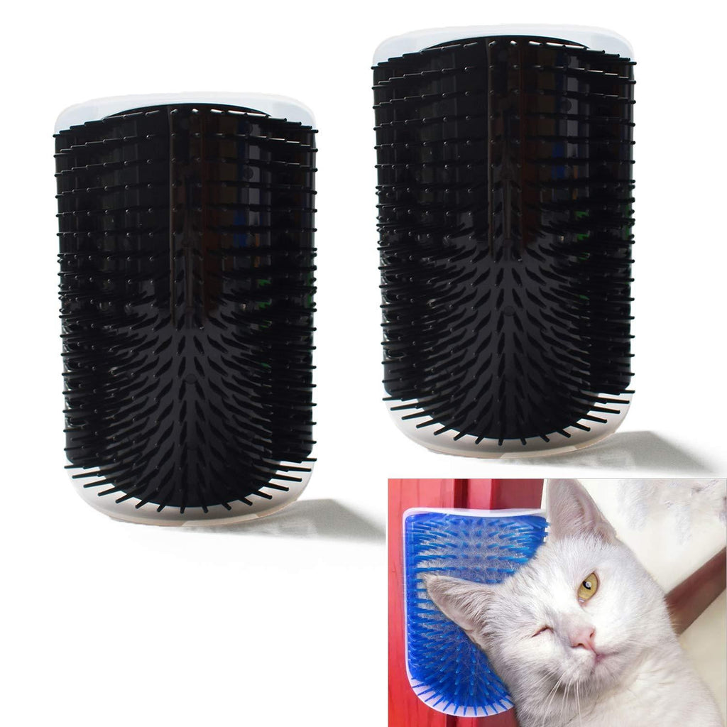 [Australia] - Hub's Gadget 2 Pack Cat Self Groomer, Wall Corner Massage Comb Grooming Brush Black 