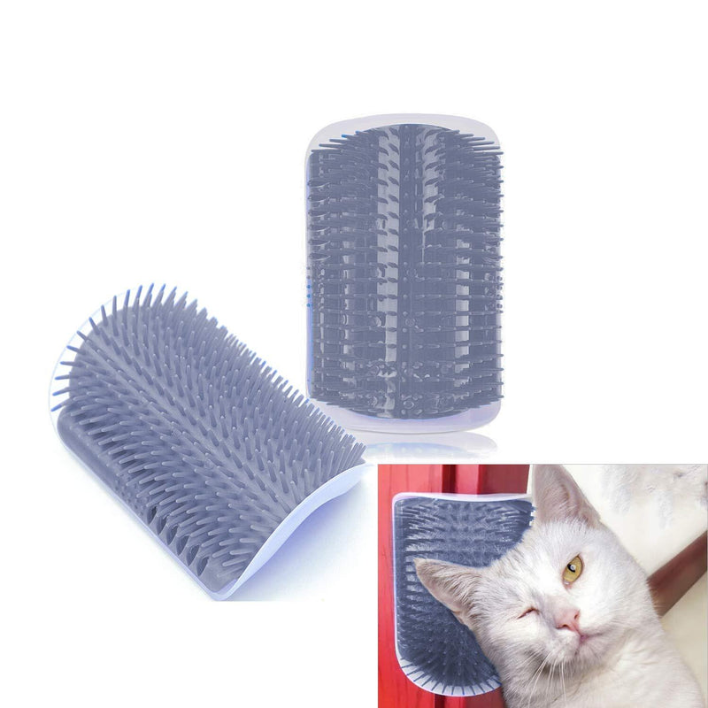 Hub's Gadget 2 Pack Cat Self Groomer, Wall Corner Massage Comb Grooming Brush, Grey - PawsPlanet Australia