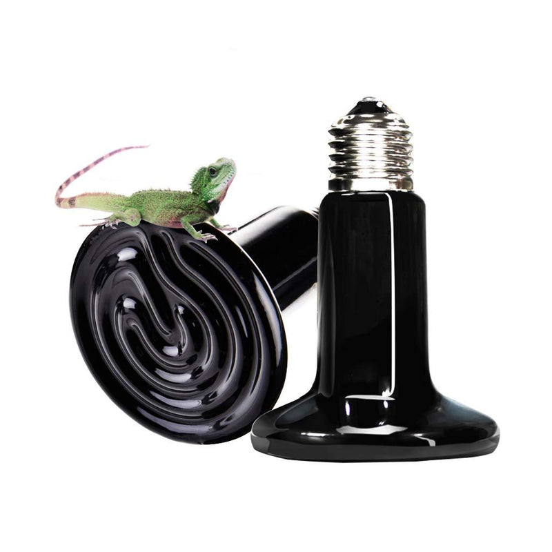 [Australia] - MD Lighting Infrared Heat Lamp Bulb(2 Pack), 200W Ceramic Heatting Emitter Brooder Coop Pet IR Lamp Bulb for Reptile Like Lizard, Tortoise so on, No Light, Black 