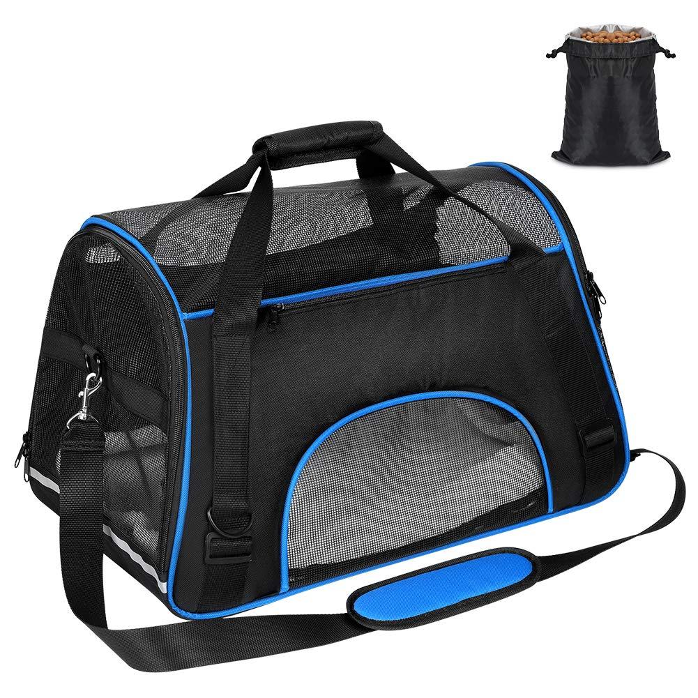 [Australia] - YOUTHINK Pet Travel Carrier Airline Approved, Soft Sided Dog Carrier for Small Medium Puppy & Cats Size 19.5x11.5x11.5 Black 