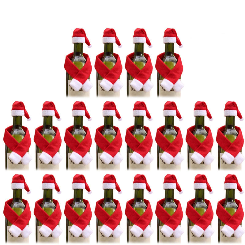 ONEYIM Mini Santa Hat Christmas Scarf, Small Christmas Hat for Wine Bottle Silverware Holder Home Christmas Decor(40PCS ) 40PCS - PawsPlanet Australia