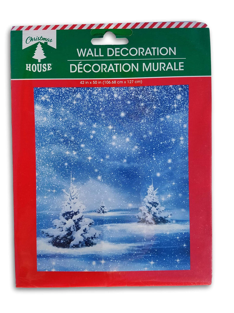 Christmas Holiday Winter Wall Decoration - Snowy Night - 42 x 50 Inches - PawsPlanet Australia
