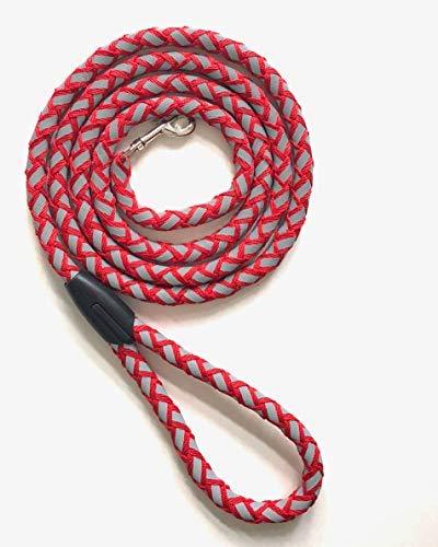 [Australia] - DOG DAYS Dog Leash 6ft Reflective Strong Durable Rope Leash for Large Medium and Small Dogs Heavy Duty Running Training Red 