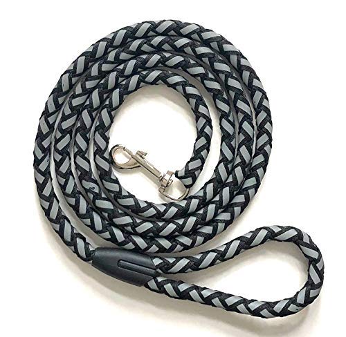 [Australia] - DOG DAYS Dog Leash 6ft Reflective Strong Durable Rope Leash for Large Medium and Small Dogs Heavy Duty Running Training Black 