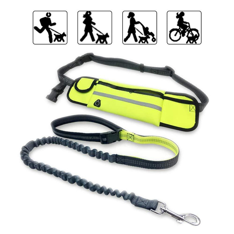 [Australia] - WishLotus Hands Free Dog Leash for Running Walking Outdoor Training Belt Dog Accessories Include Waterproof Waist Pack and Nylon Retractable Dog Belt Suitable for Small and Medium Pets up to 88 lbs Green 