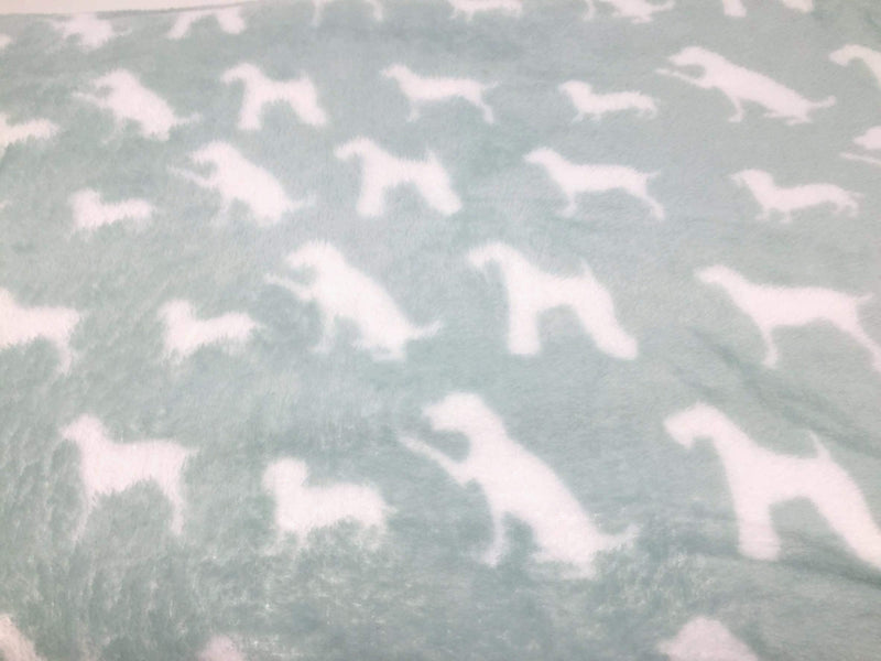 [Australia] - Marlo Lorenz Mint Green with White Dogs Plush Fleece Pet Throw Blanket 