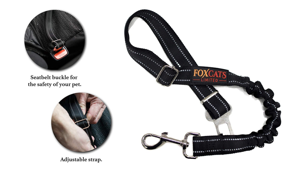 [Australia] - Foxcats Limited Dog Seat Belt, Dog Cat Car Safety Seat Belt Harness Adjustable Leads Harness for Cars Vehicle black 