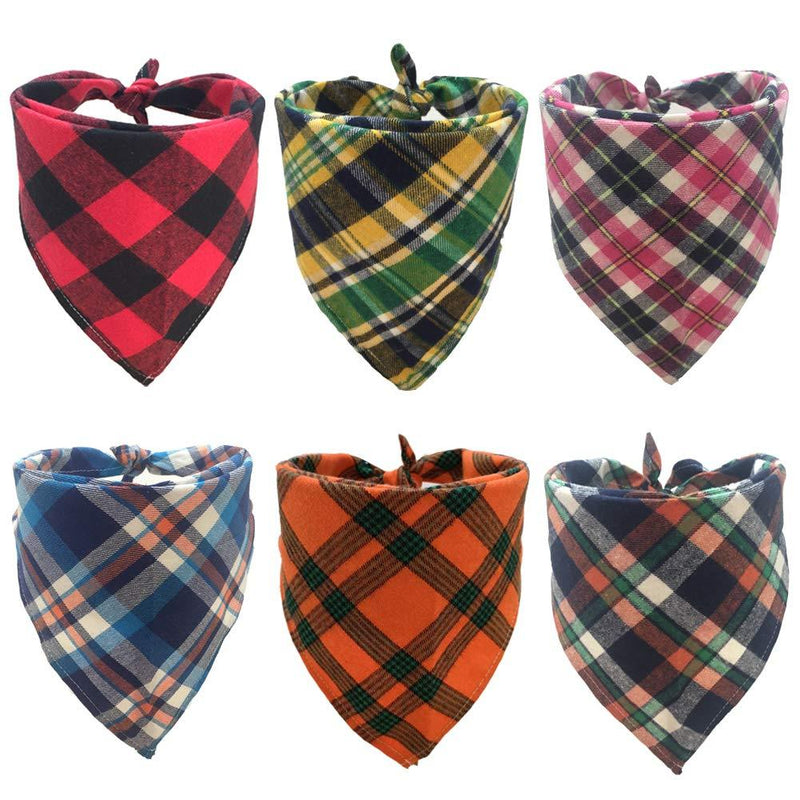 [Australia] - Blaoicni Dog Bandanas Pet Scarf Cute Plaid Triangle Scarf for Puppy Cat Kitten and Other Animals(6 Pack) Plaid Pattern 