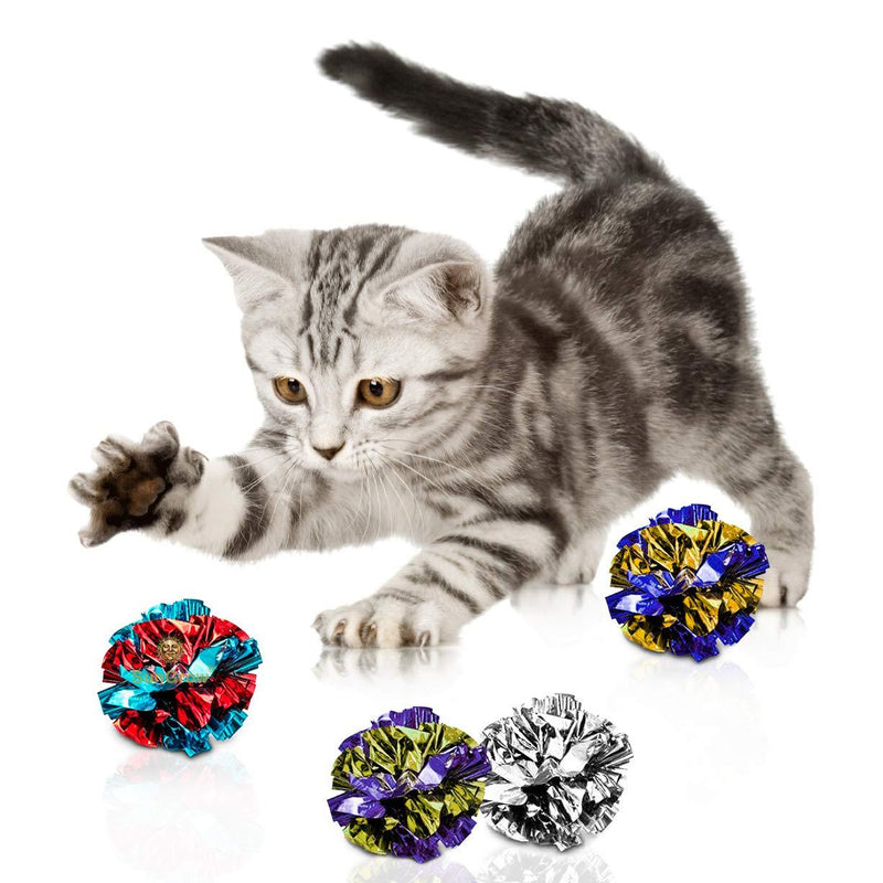 [Australia] - SunGrow Mylar Crinkle Balls for Cats, 1.5-2 Inches, Soft, Lightweight and Fun Toy for Both Kittens and Adult Cats, Stress Buster, Crinkly Sounds, 24 Pieces 